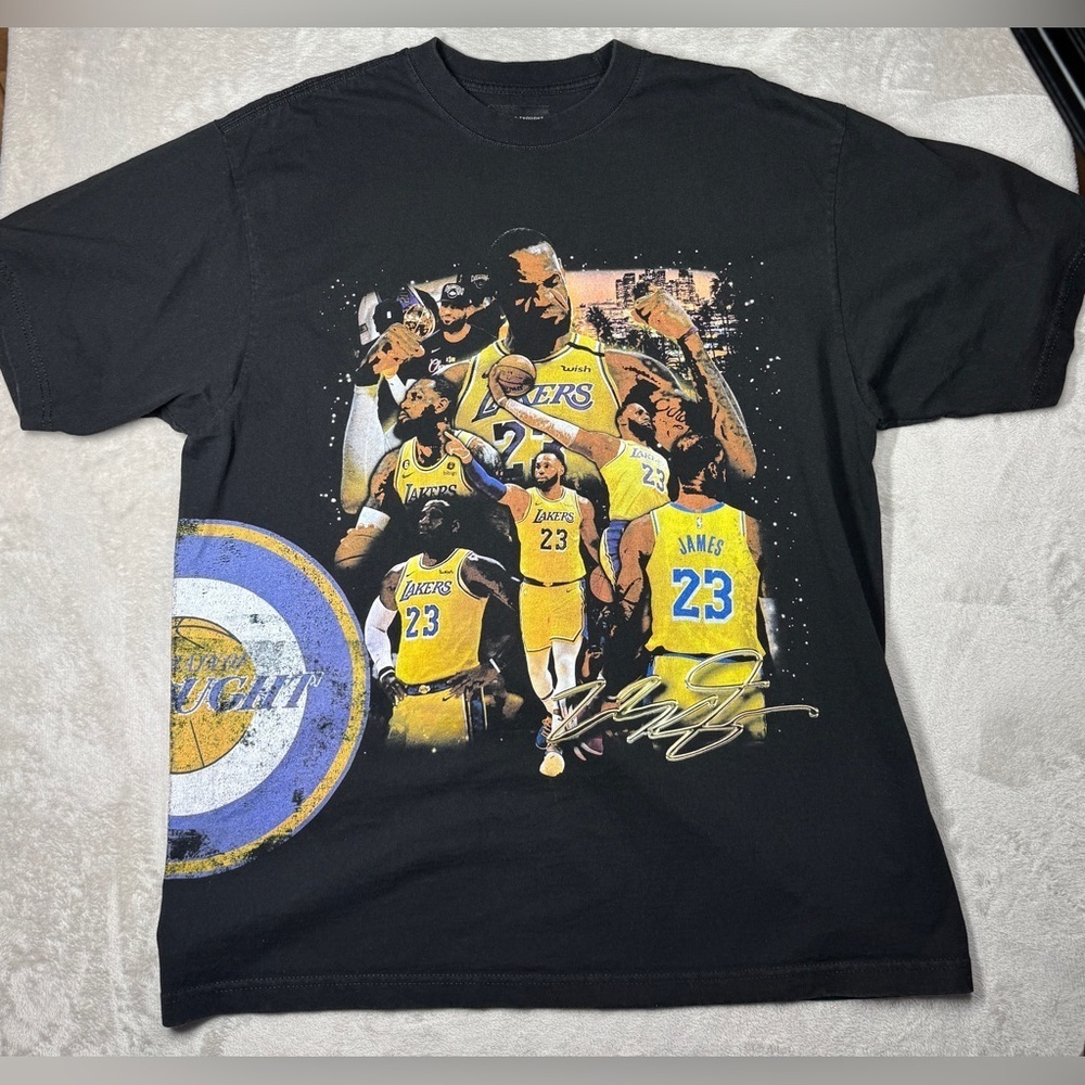Train of Thought Collective LeBron James Los Angeles Lakers Black T-Shirt XL